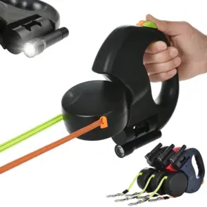 Retractable Dog Leash Lead For Small Dogs Cats Outdoor Walking With Lights Puppy Long Nylon Traction Rope Yorkshire Supplies