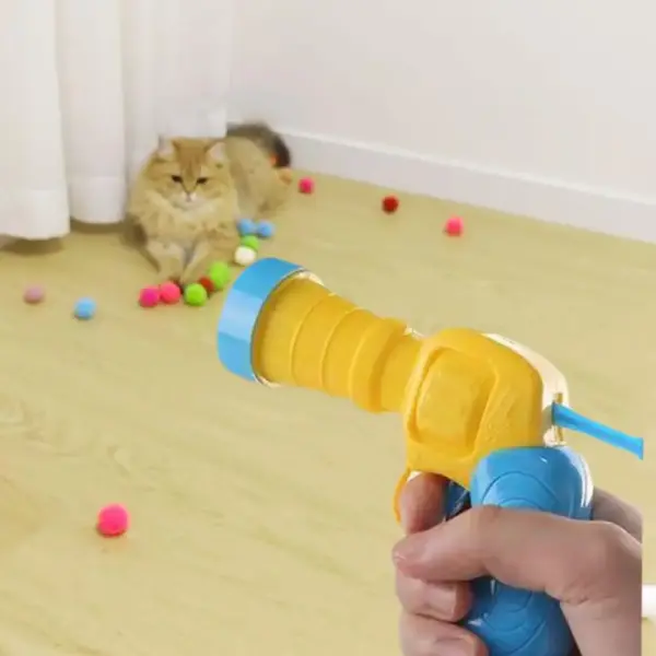 Katzen spielzeug interaktives Start trainings spielzeug für Haustier Kätzchen kreative Mini-Schieß waffen spiele Stretch Plüsch ballspiel zeug Haustier bedarf - Image 5