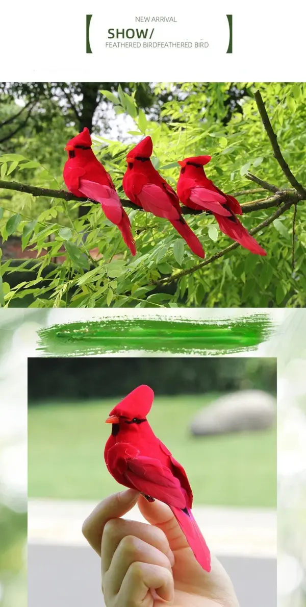 Hot 2pcs Simulation Feather Birds with Clips for Garden Lawn Tree Decor Handicraft Red Birds Figurines Home Decoration - Image 26