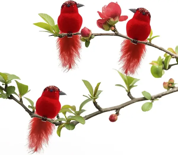 Hot 2pcs Simulation Feather Birds with Clips for Garden Lawn Tree Decor Handicraft Red Birds Figurines Home Decoration - Image 34