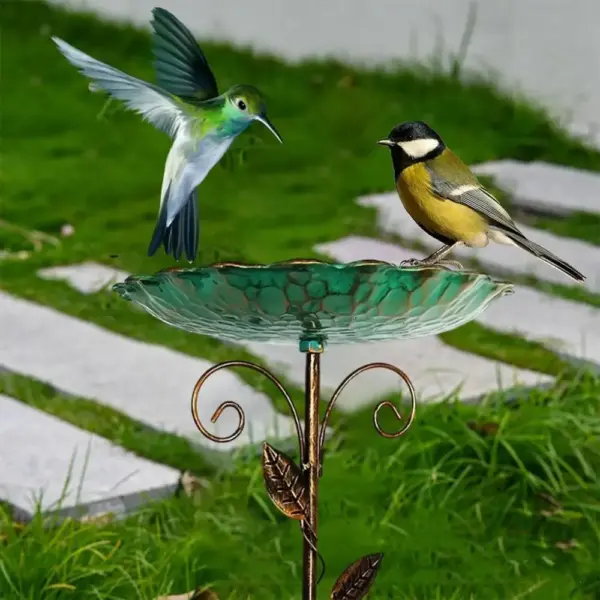 Bird Bath Bowl Patio Birdfeeder Metal Standing Birdbath Bowl Decorations Frost-proof Height Adjustable For Backyard Deck Balcony - Image 7