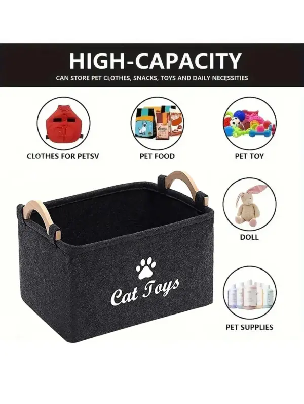 Filz Haustier Spielzeug Box Katze und Hund Spielzeug Lagerung Box Haustier Box Spielzeug Lagerung Box, geeignet für Die Organisation Von Haustier Liefert Kragen Zubehör - Image 10