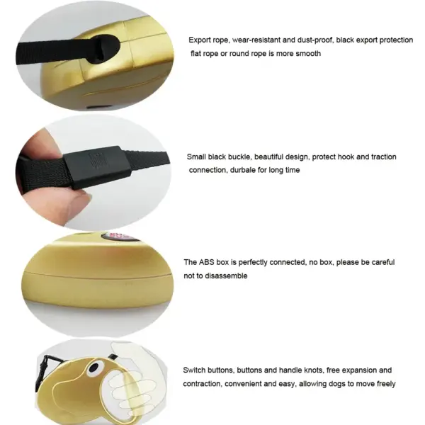 Retractable Dog Leash 5M Dog Walking Leash For Small Medium Dogs Durable Pet Training Walking Collar Leashes 3M Gold Silver - Image 3