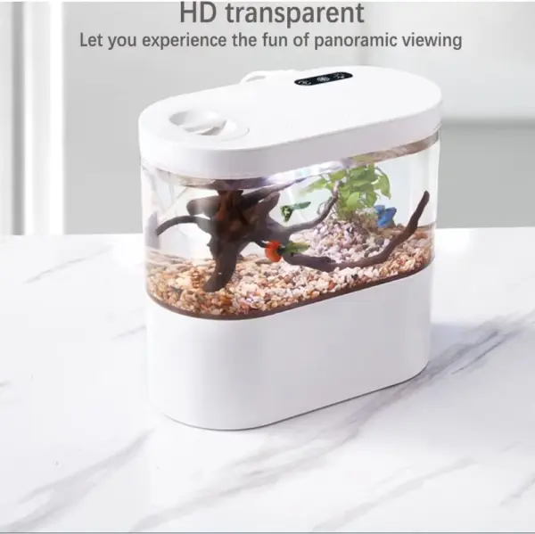 Mini Desktop Kreatives Aquarium USB Eingebaute Wasserpumpe/LED-Licht/Filter Selbstzirkulation Selbstzirkulation Kleiner Goldfischtank - Image 14