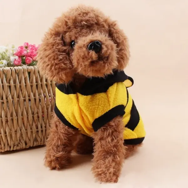 Bee Pet Puppy Coat Apparel Outfit Fleece Clothes Dog Cat Hoodie Fancy Costume  Halloween Cosplay Sweater Dog Hoodies - Image 2