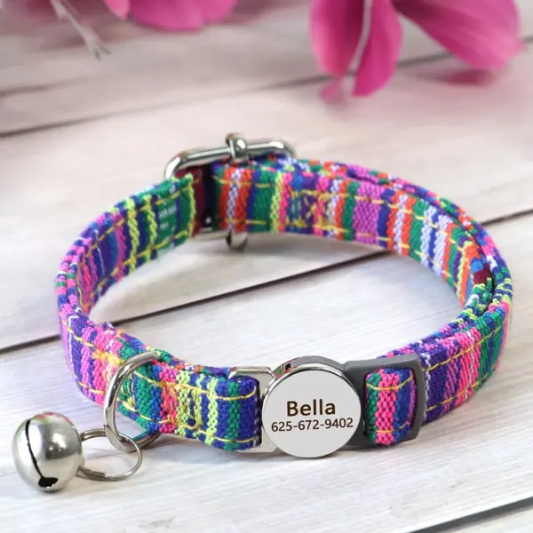 Personalisiertes Nylon-Katzenhalsband mit Schnellverschluss für Welpen und Katzen, Sicherheitshalsbänder für Haustiere, Kätzchen, kostenlos graviert, verstellbar - Image 21