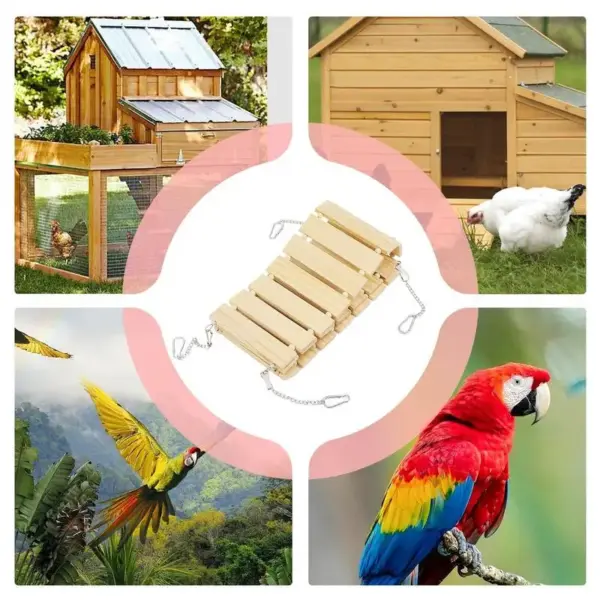 Bird Swings Weatherproof Wooden Bird Stand Heavy Duty Enrichment Toys Boredom-Relief Chicken Coop Accessories For Rooster Parrot - Image 3