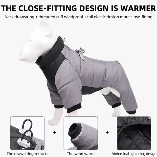 Dog Clothes Four Feet Clothing Warm Winter Coat Reflective Rainproof Dog Clothes Windproof Overall for Dogs Pet Cotton Clothes - Image 5
