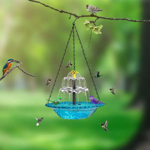 Hanging Bird Bath With Solar ,Multi-Functional Basin For Bird Bath, Feeder And Drinking,Solar Powered Water For Bird Bath - Image 6