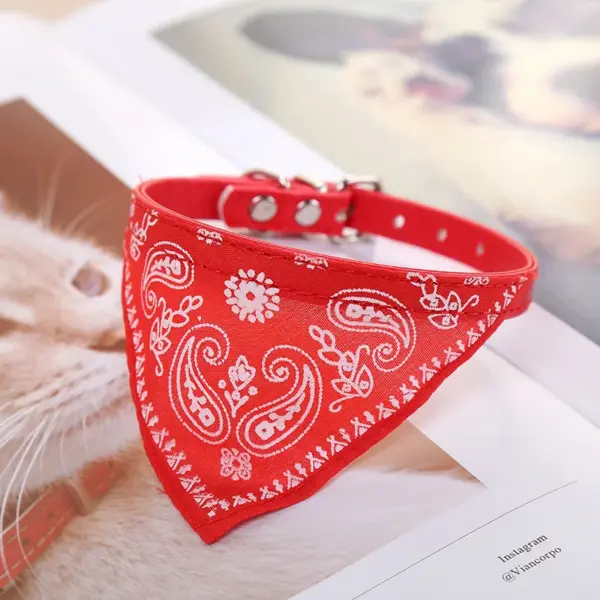 PU-Katzen-Hundehalsband mit Schal für kleine und mittelgroße Hunde, Chihuahua, Corgi, Welpe, verstellbare Halsbänder, Heimtierbedarf, Zubehör für Perros - Image 17
