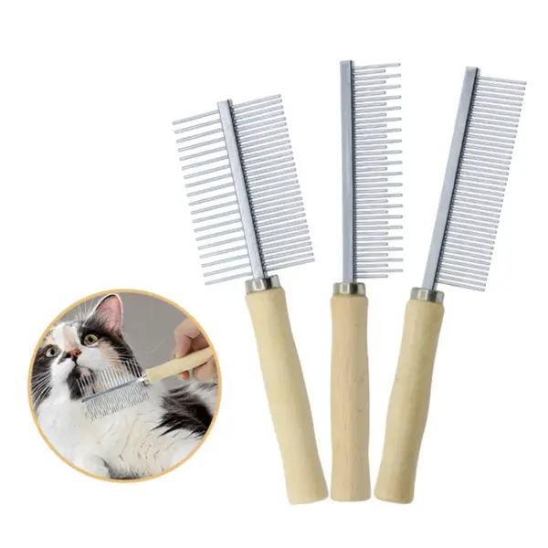 Hundepflegeausrüstung, Tierhaarentferner, Katzenhaarkamm, Pflege mit Holzgriff, Katzenkamm, glattes Haar, Hundebürste, Hundezubehör - Image 15
