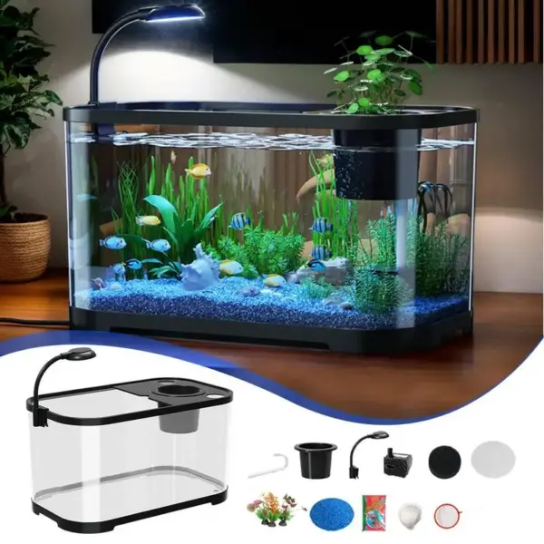 Aquarium Kit Small Beginner Fish Tank Decorative Fish Tank For Terrapin Tortoise Turtle Household Clear Aquarium - Image 2