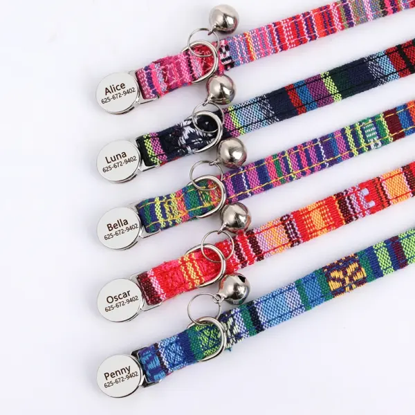 Personalisiertes Nylon-Katzenhalsband mit Schnellverschluss für Welpen und Katzen, Sicherheitshalsbänder für Haustiere, Kätzchen, kostenlos graviert, verstellbar - Image 17