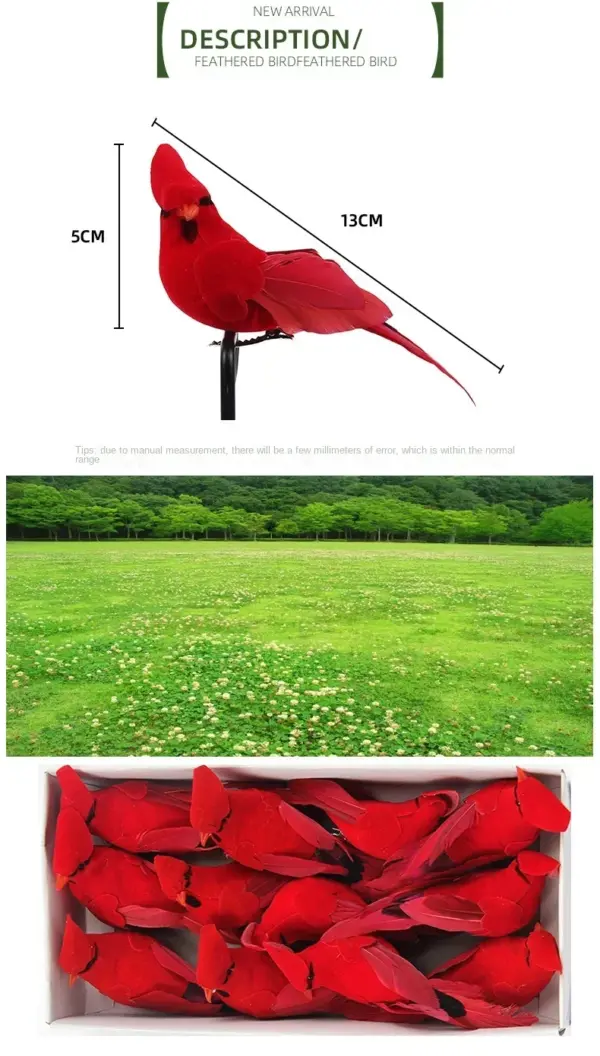 Hot 2pcs Simulation Feather Birds with Clips for Garden Lawn Tree Decor Handicraft Red Birds Figurines Home Decoration - Image 23