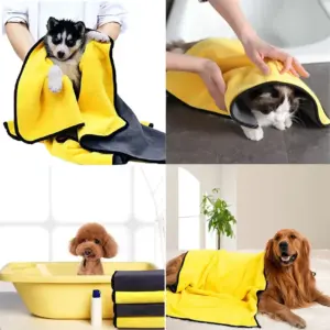 Schnell trocknende Handtücher für Hunde und Katzen, weiche Faserhandtücher, saugfähiges Badetuch, Bademantel für Haustiere, praktisches Reinigungstuch, Heimtierbedarf