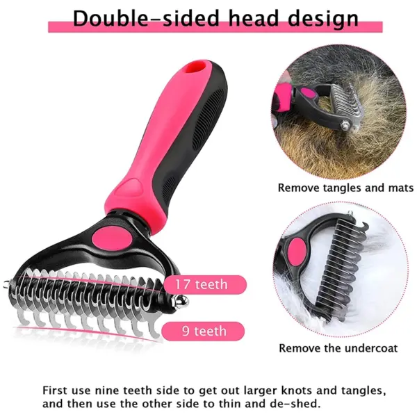 Dog Deshedding Brush Professional Pet Shedding Brush for Dogs Cats Fur Knot Cutter Double sided Pet Grooming Clean Comb - Image 2