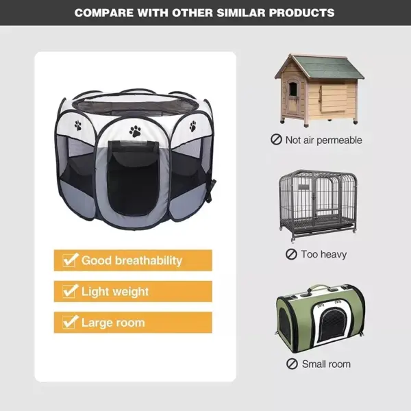 Tragbares, faltbares Katzenzelt, Katzenhaus, tragbar, zusammenklappbar, für Outdoor-Reisen, Haustierzelt, Katzen-/Hundekäfig, einfache Bedienung, große Katzen-/Hundezäune - Image 15