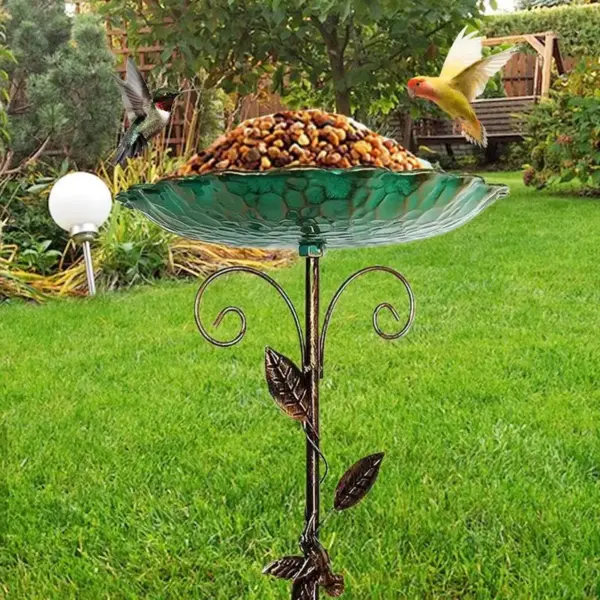 Bird Bath Bowl Patio Birdfeeder Metal Standing Birdbath Bowl Decorations Frost-proof Height Adjustable For Backyard Deck Balcony - Image 5