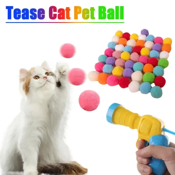 Katzen spielzeug interaktives Start trainings spielzeug für Haustier Kätzchen kreative Mini-Schieß waffen spiele Stretch Plüsch ballspiel zeug Haustier bedarf - Image 2