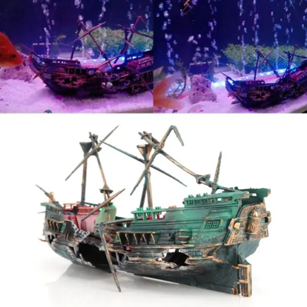 Large Aquarium Decoration Boat Aquarium Ship Air Split Shipwreck Fish Tank DIY And Home Decorating - Image 2