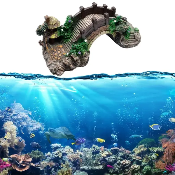 Aquarium Zubehör Laube Baum Pflanze gefälschte Landschafts bau Aquarium Ornament künstliche Brücke Steingarten Harz Aquarium Ornamente - Image 14