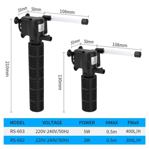 3 in 1 Aquarium Internal Filter Silent Aquarium Water Purifier Waterproof Submersible Fish Tank Filter Aquarium Accessories - Image 15