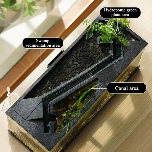 Transparente Acryl-Aquarien mit Filter, kleines Wohnzimmer, Landschaftstank, Aquarien mit Luftpumpe für Tischplatte - Image 9