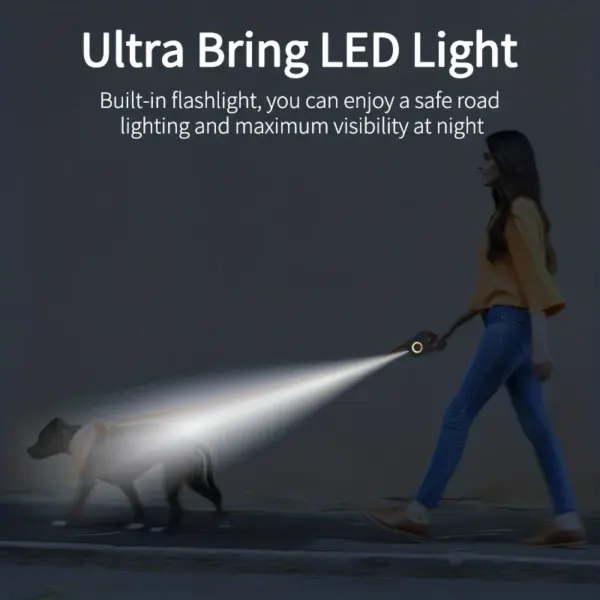 Retractable Dog Leash with Flashlight   Front Safety Led Light  360°Tangle Free Training Leash - Image 5