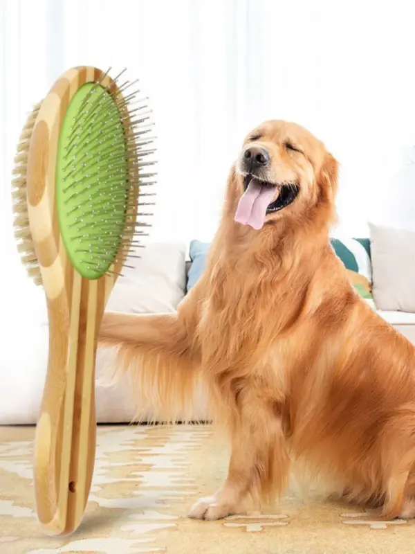 Dog Brush Bamboo Dogs Comb Double-sided Dogs Hair Brush Pet Grooming Massage Comb Stainless Steel Dog Hair Remover Pet Supplies - Image 8