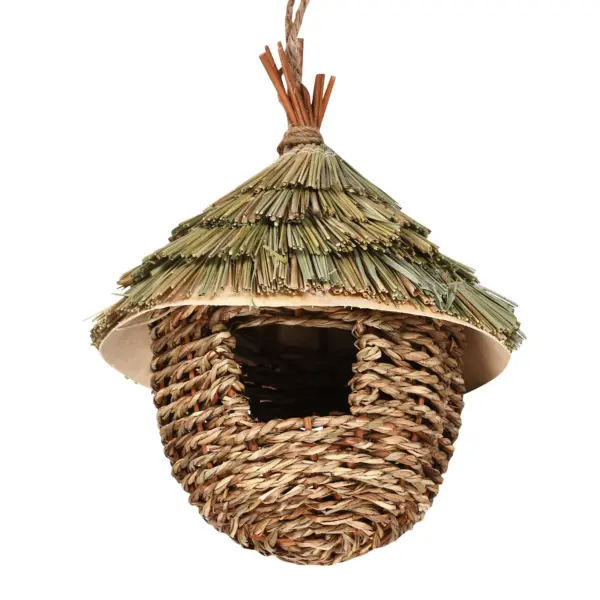 Birds Nest Bird Cage Natural Grass Egg Cage Bird House Outdoor Decorative Weaved Hanging Parrot Nest Houses Pet Bedroom - Image 2
