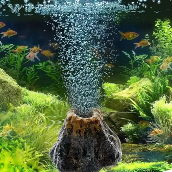 Aquarium Volcanic Bubble Stones Oxygen Pump Fish Tank Decor Bubbling Hiding Cave Resin Aeration Stone Water Quality Silent Aquas - Image 3