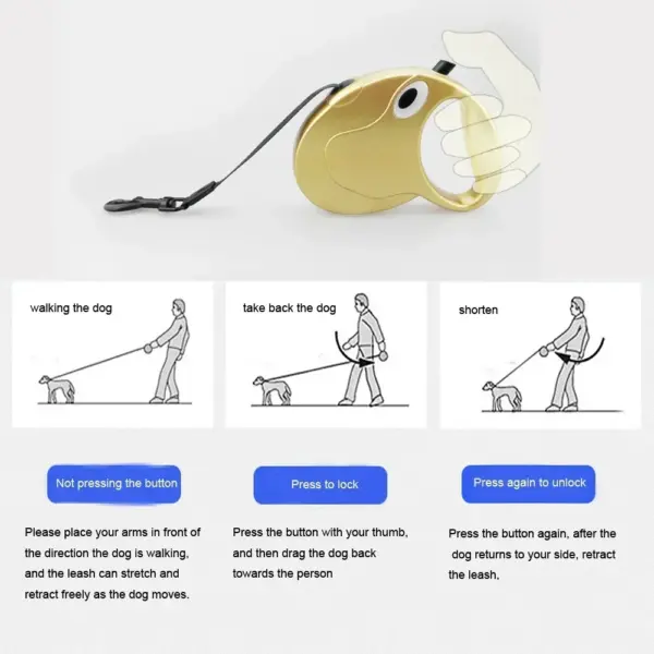 Retractable Dog Leash 5M Dog Walking Leash For Small Medium Dogs Durable Pet Training Walking Collar Leashes 3M Gold Silver - Image 4