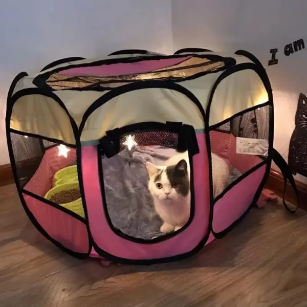 Tragbares, faltbares Katzenzelt, Katzenhaus, tragbar, zusammenklappbar, für Outdoor-Reisen, Haustierzelt, Katzen-/Hundekäfig, einfache Bedienung, große Katzen-/Hundezäune - Image 19