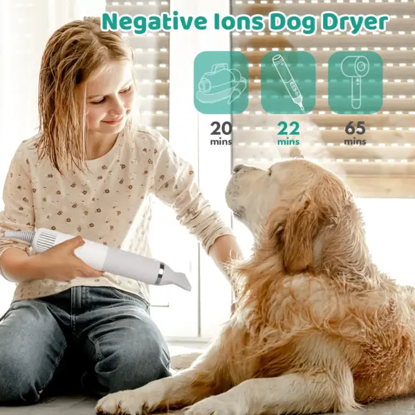 Hunde-Haartrockner, 5-in-1, tragbarer Hand-Haartrockner für Katzen, intelligente Temperatureinstellung, Pflegebürste, für Reisen und Zuhause, Haustier-Haartrockner - Image 6