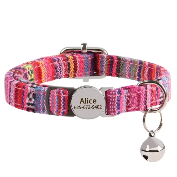 Personalisiertes Nylon-Katzenhalsband mit Schnellverschluss für Welpen und Katzen, Sicherheitshalsbänder für Haustiere, Kätzchen, kostenlos graviert, verstellbar - Image 12
