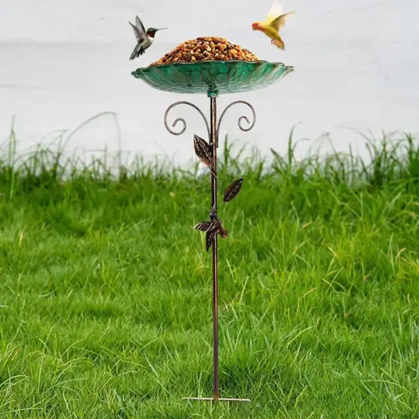 Bird Bath Bowl Patio Birdfeeder Metal Standing Birdbath Bowl Decorations Frost-proof Height Adjustable For Backyard Deck Balcony - Image 9