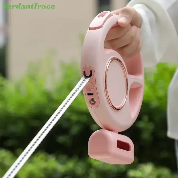Retractable Dog Leash Reflective Rope Safety Release Built-in Poop Bag Holder Long Battery Life U-Shaped Safety Release for Pet - Image 3