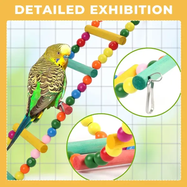 11Pcs Bird Cage Toys for Parrots Wood Birds Swing Reliable Chewable Bite Bridge Wooden Beads Shape Parrot Toy Bird Toys - Image 9