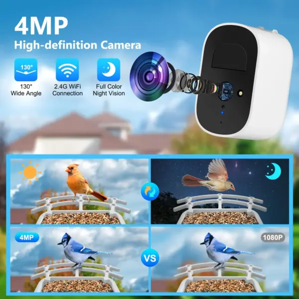 Bird Smart Feeder with Camera 2.4K Solar Low Power Night Vision IP66 Waterproof WIFI of 4G Connect Real Bird Species Feeder - Image 12