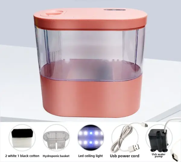 Mini Desktop Kreatives Aquarium USB Eingebaute Wasserpumpe/LED-Licht/Filter Selbstzirkulation Selbstzirkulation Kleiner Goldfischtank - Image 10