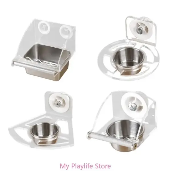 Bird Feeding Bowl Feeding Box Pet Parrot Cage Feeder Parrot Feeder Cage for Budgies Canaries Cockatiels Finches