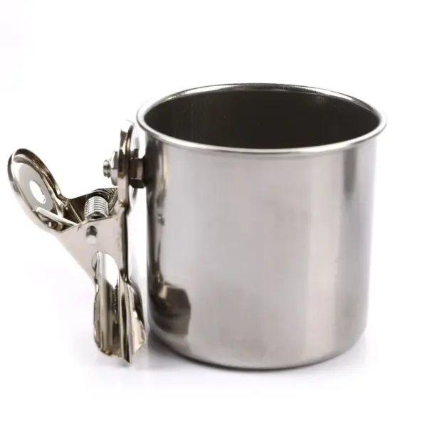 Stainless Steel Birds Parrot Feeder Round  Aviary Pet Food Water Feeding Bowl - Image 4