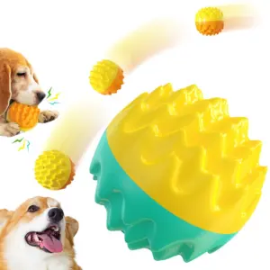 Haustier-Spielzeugball, kaubar, Backenzahn, Zahnreinigung, bissfestes Katzenspielzeug, kaubar und klingend, elastischer Hundespielzeugball