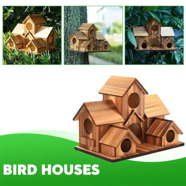 Bird House Room Wood Families Bluebird Finch Hanging Birdhouse For Garden Waterproof And Wear-resistant Pet Supplies - Image 3