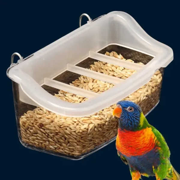 Bird Feeding Box Splashproof Dispenser Parrots Feeding Bowl Birds Cage Hanging Feeder Plastic Dropshipping - Image 2