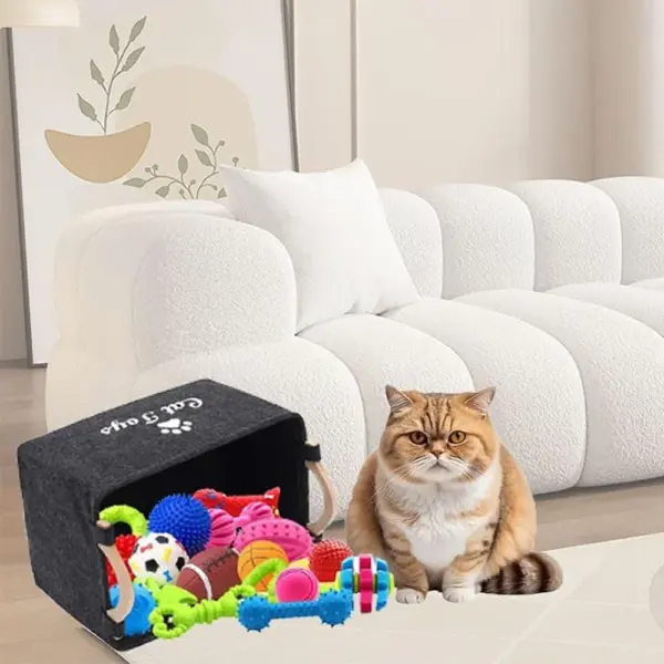 Filz Haustier Spielzeug Box Katze und Hund Spielzeug Lagerung Box Haustier Box Spielzeug Lagerung Box, geeignet für Die Organisation Von Haustier Liefert Kragen Zubehör - Image 3