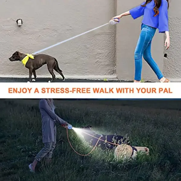 Retractable Dog Leash with Flashlight   Front Safety Led Light  360°Tangle Free Training Leash - Image 3
