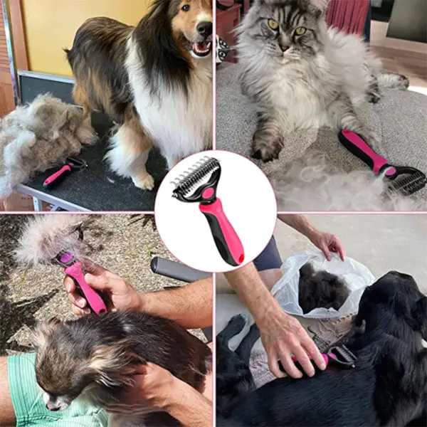 Dog Deshedding Brush Professional Pet Shedding Brush for Dogs Cats Fur Knot Cutter Double sided Pet Grooming Clean Comb - Image 6