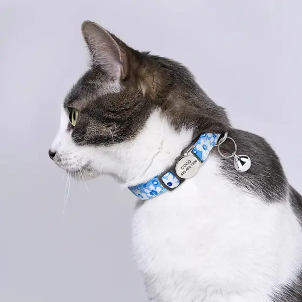 Personalisiertes Nylon-Katzenhalsband mit Schnellverschluss für Welpen und Katzen, Sicherheitshalsbänder für Haustiere, Kätzchen, kostenlos graviert, verstellbar - Image 24