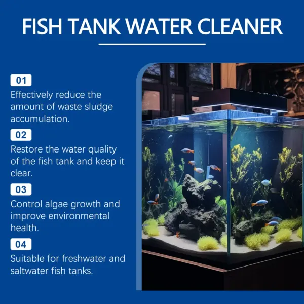 Aquarium clarifier; clean aquarium stains and sludge, clear water control algal growth - Image 13